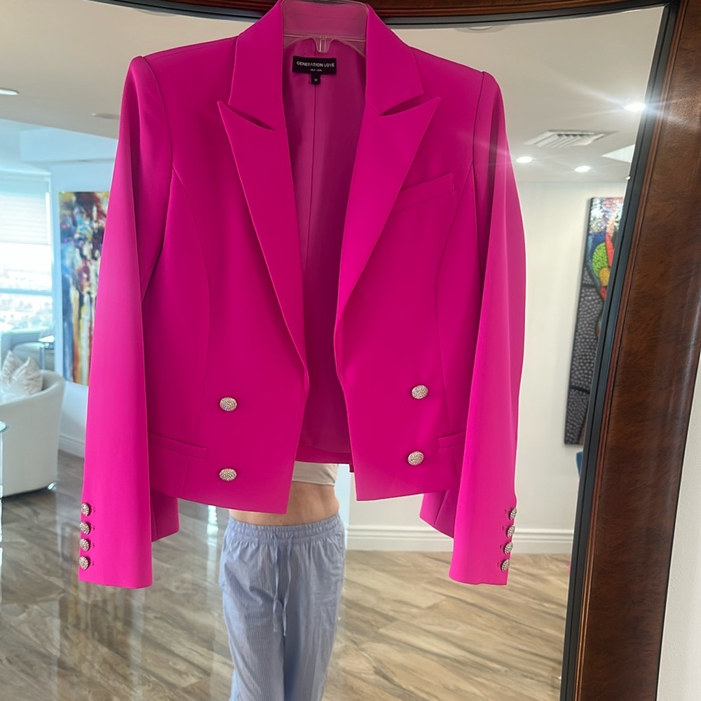 Generation love pink blazer with crystal buttons. M